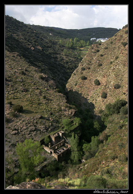 Andalucia - Alpujarras - Rio Trevlez valley with a ruin of an old mill