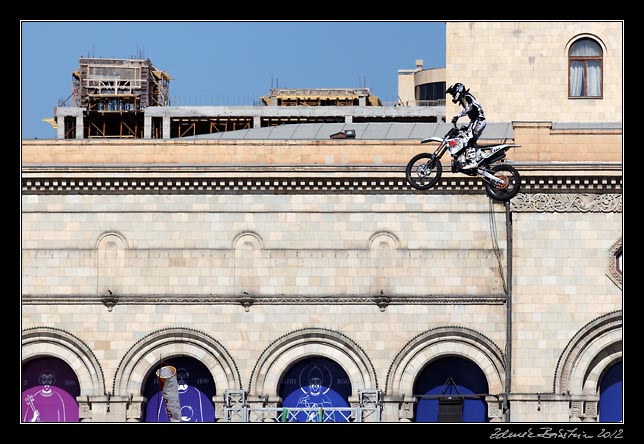 Yerevan - flying motorcycle above Republic square