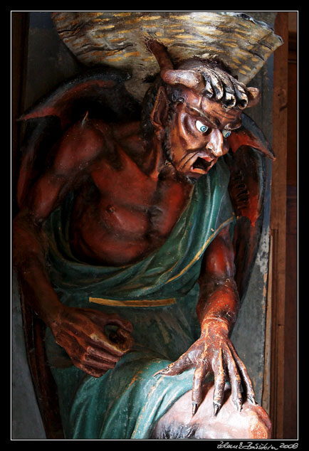 Rennes le Chateau - the devil supporting the Holy water stoup