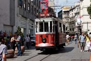 Istanbul - a vintage tram on Istiklal Caddesi