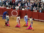 Sevilla - corrida of toros - Castella`s triumhant march round the arena