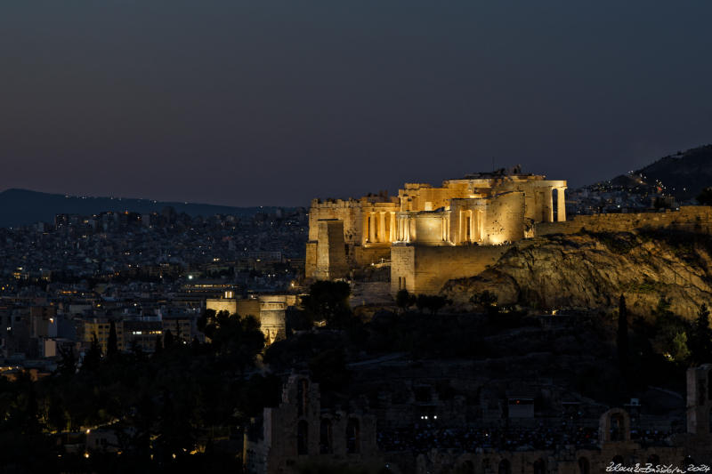 Athens - Acropolis - Propylaea, from Philopappos hill