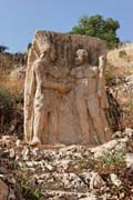 Turkey - Kahta district - Arsameia, basorelief showing Mithridates shaking hands with Herakles